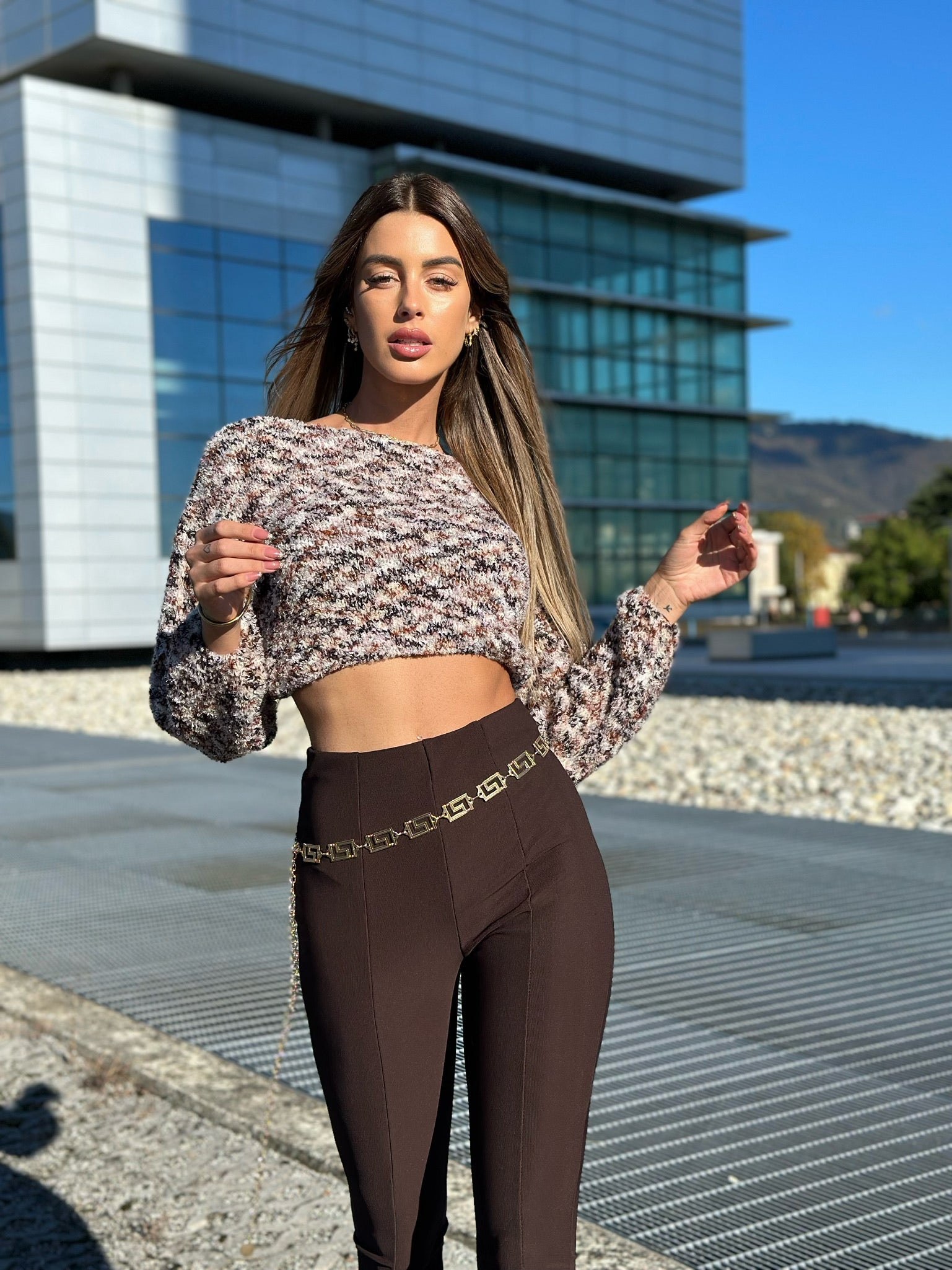 Maglione multicolor bianco