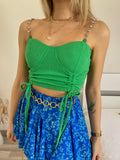 Top verde con spalline in strass