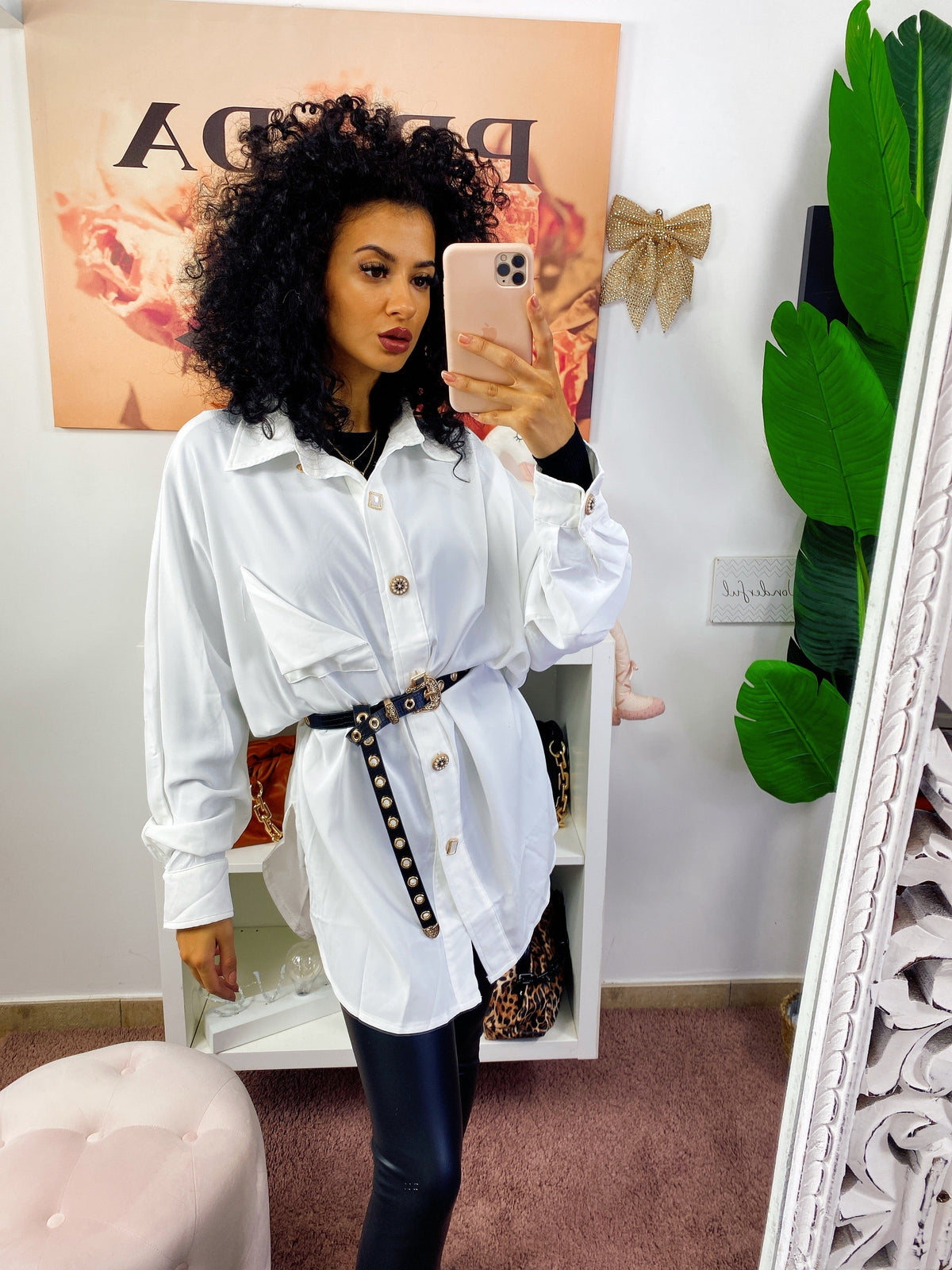 Camicione bianco con bottoni luxury