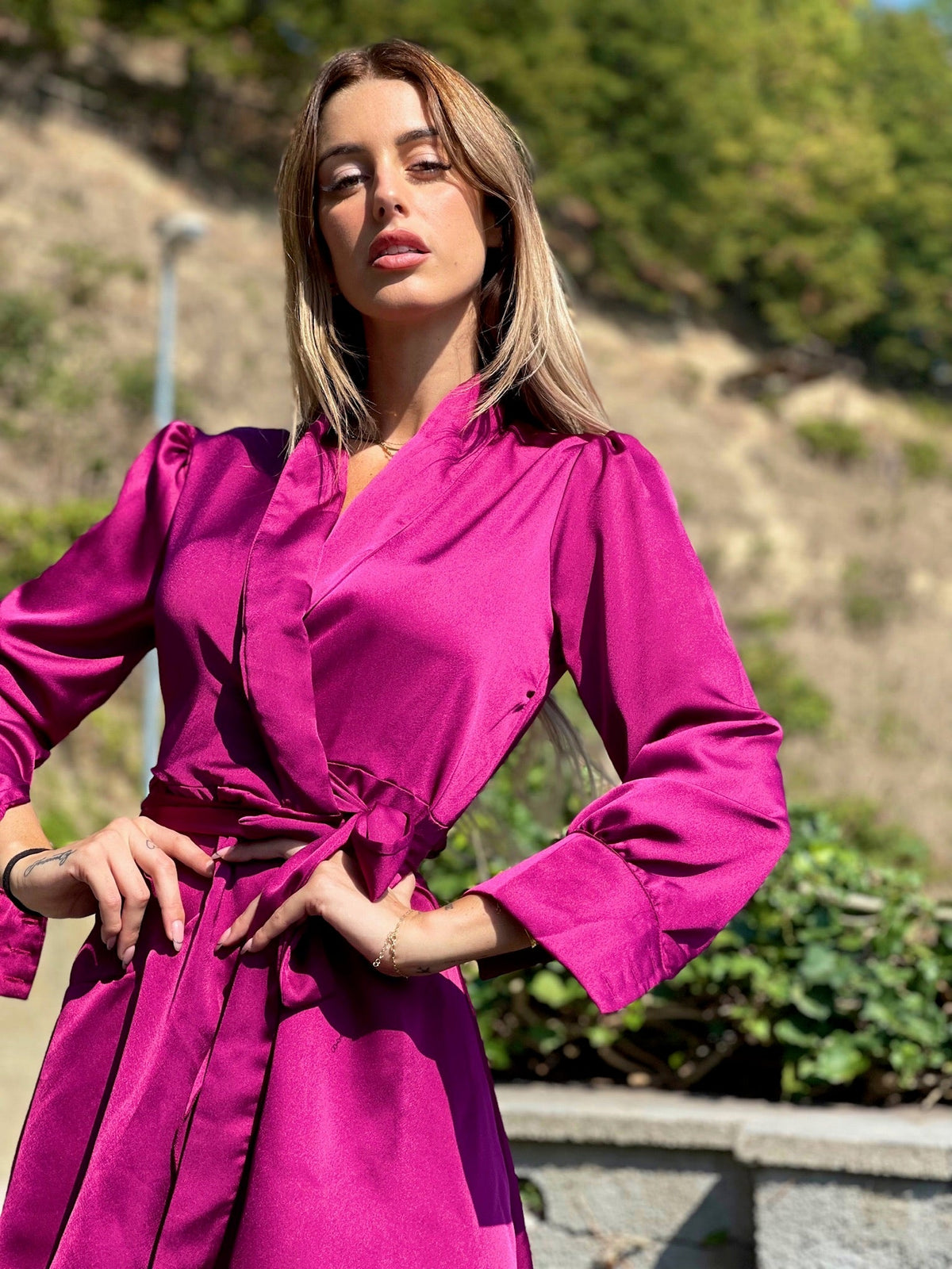 Abito in raso peonia