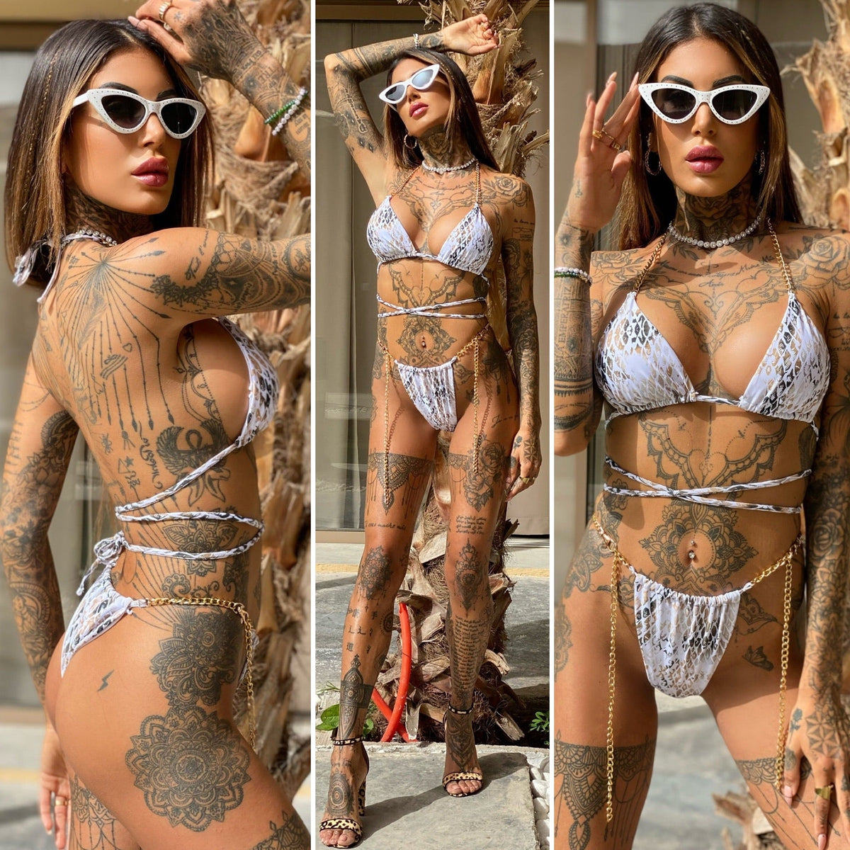 Bikini pitonato con catena