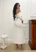 Completo top più gonna midi bianco