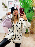 Maxi maglione panna a cuori