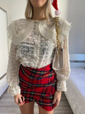 Camicia in pizzo beige con ricami
