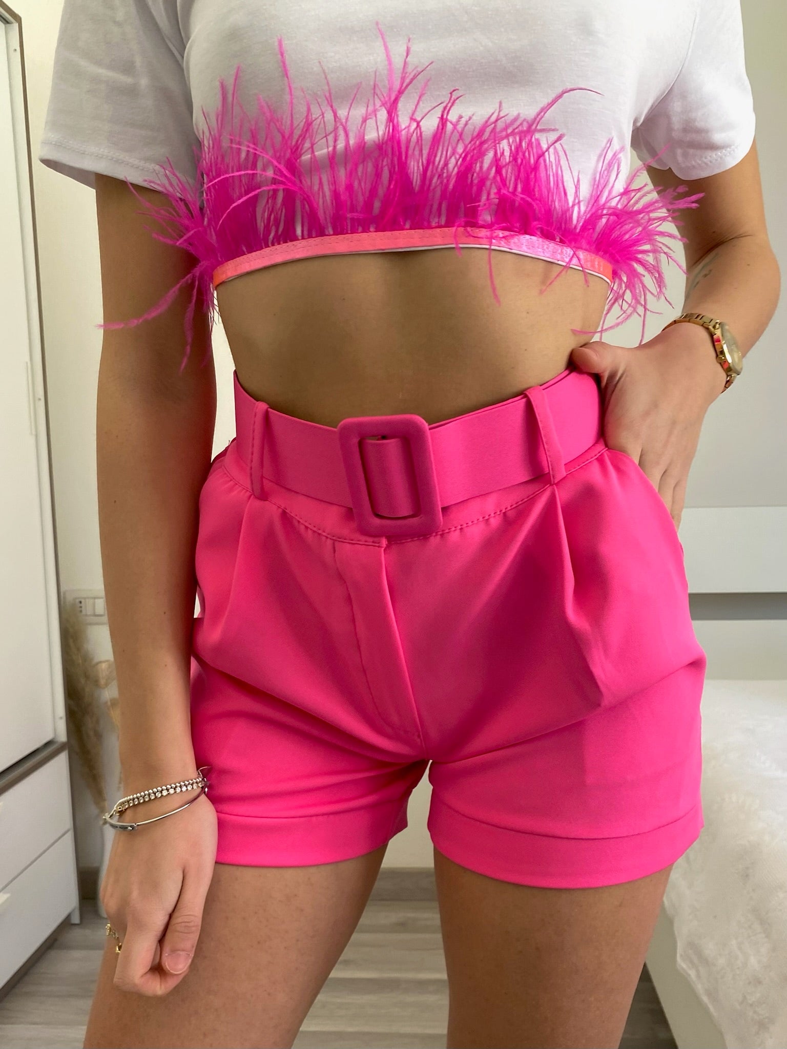 Completo giacca e Short Fuxia