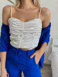 Top in raso bianco arricciato