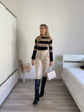 Maglione a righe con spacco nude Nero