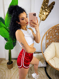 Short in raso con strisce bianche