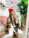 Giacca a quadri Marrone e beige