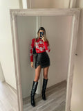 Maglione fiocco di neve rosso e argento