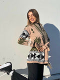 Cardigan frange e cinta dettaglio verde