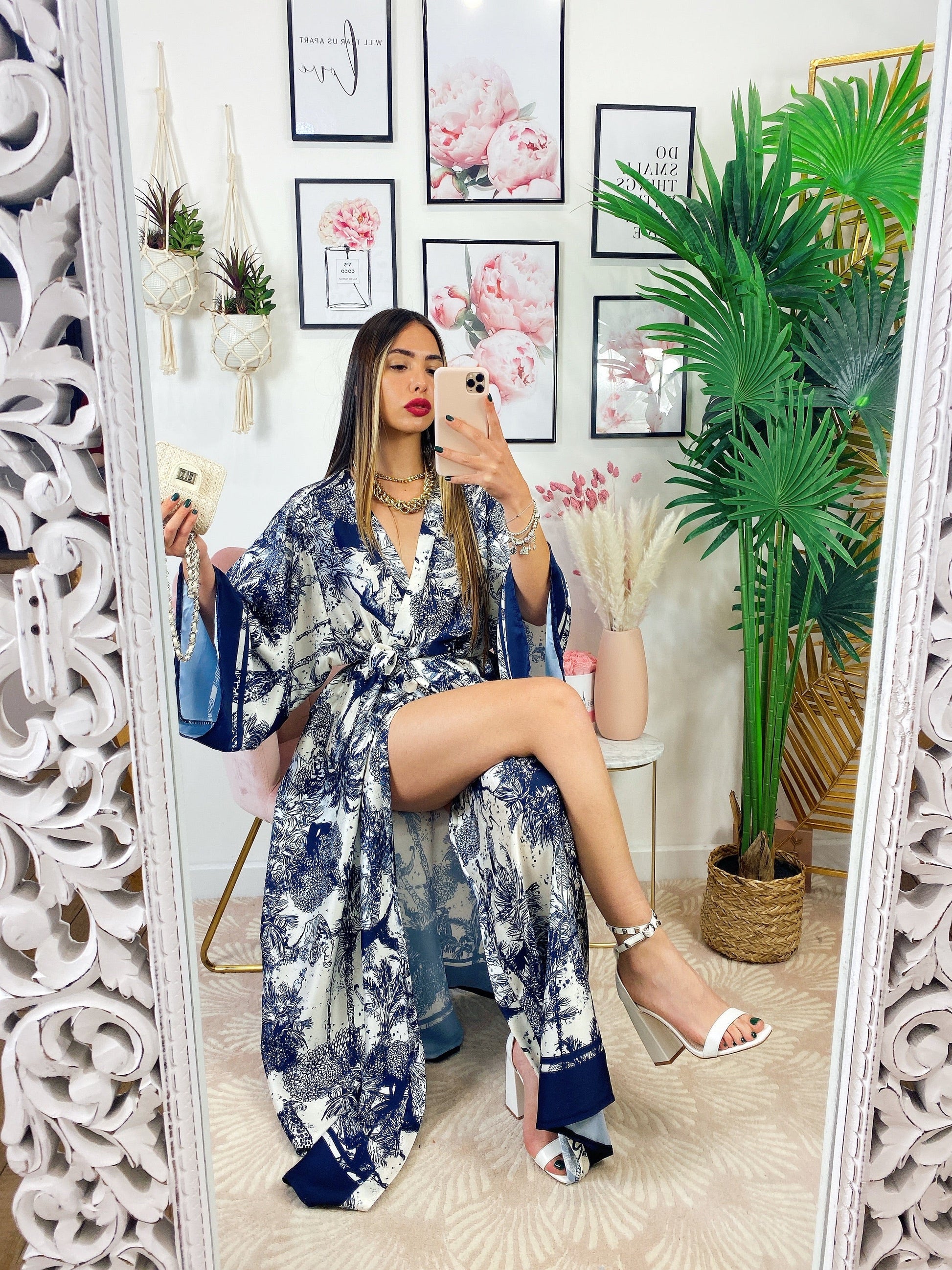 Kimono a fantasia blu