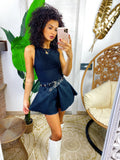 Short nero jeans ampio