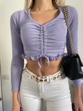 Top a costine lilla