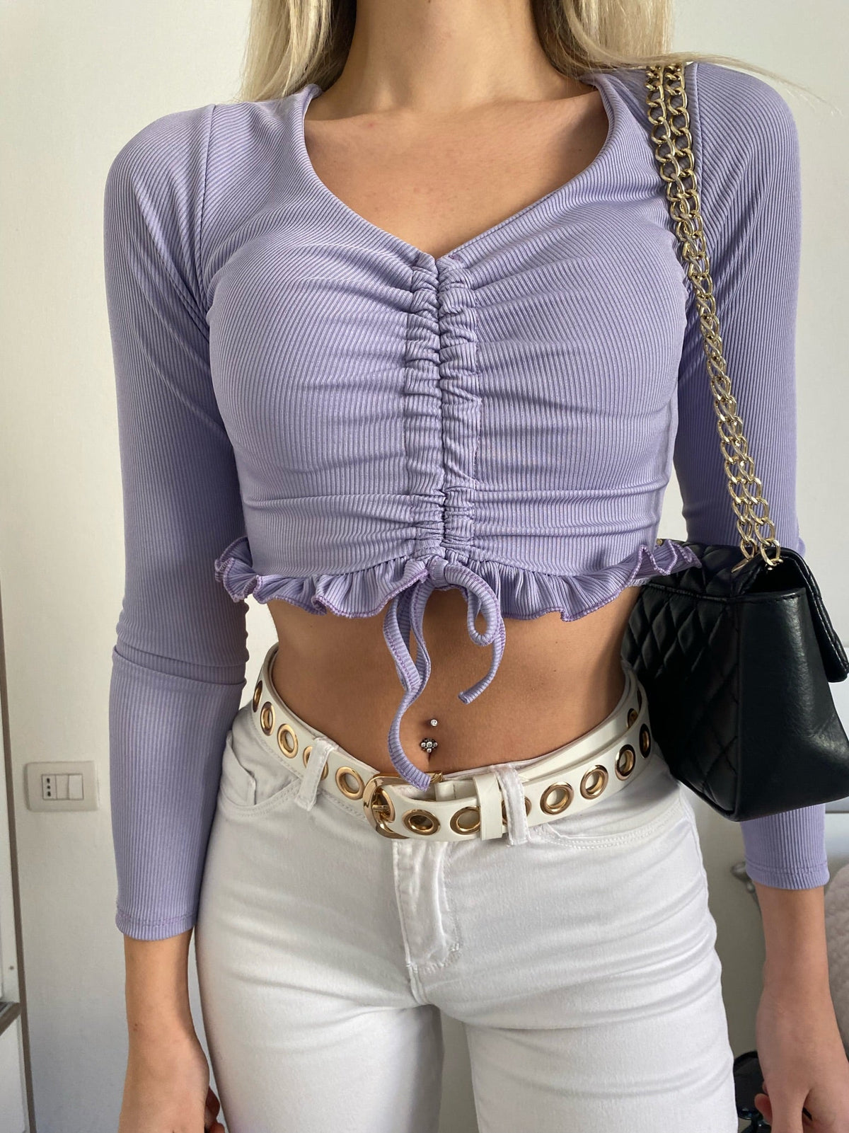 Top a costine lilla