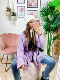 Cardigan sfrangiato lilla