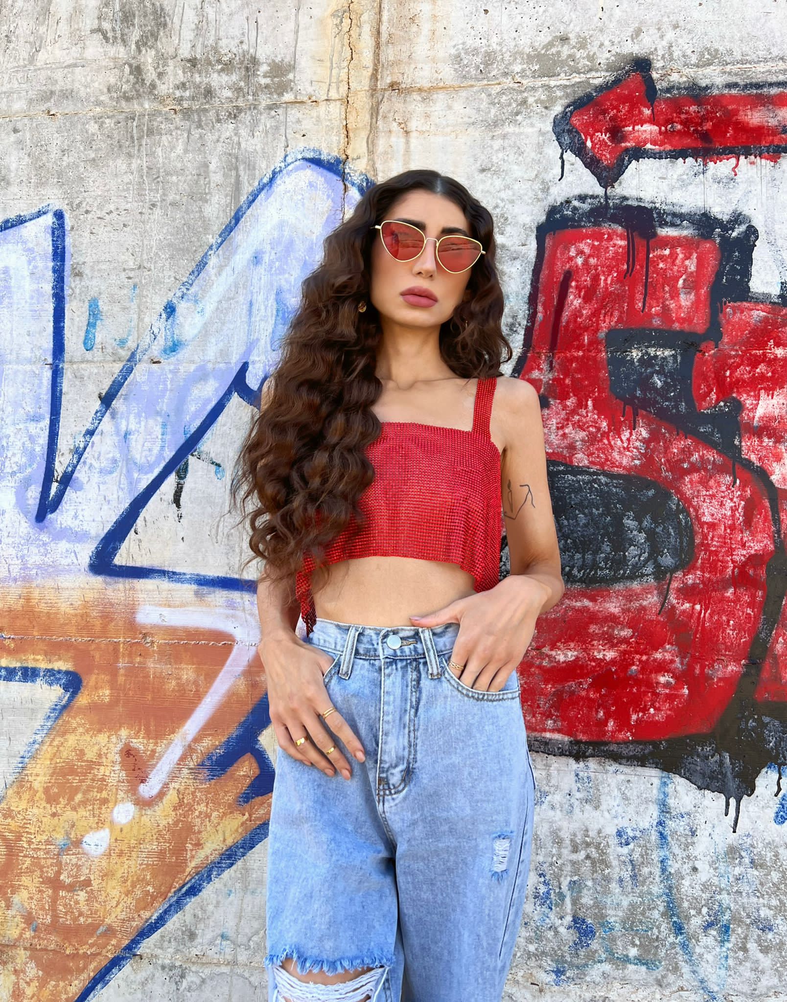 Top luxsequin rosso