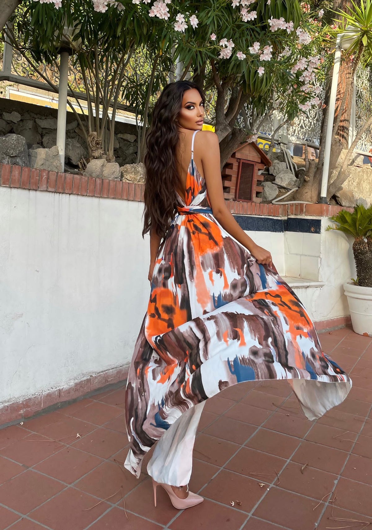 Abito con spacchi nude orange