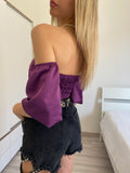 Top purple scollo a cuore