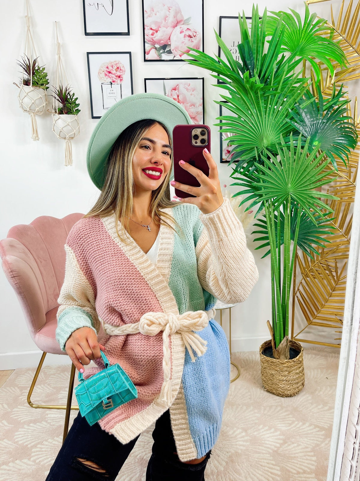 Cardigan Rainbow quality dettaglio celeste