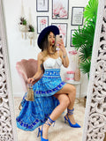 Gonna asimmetrica azzurra e celeste