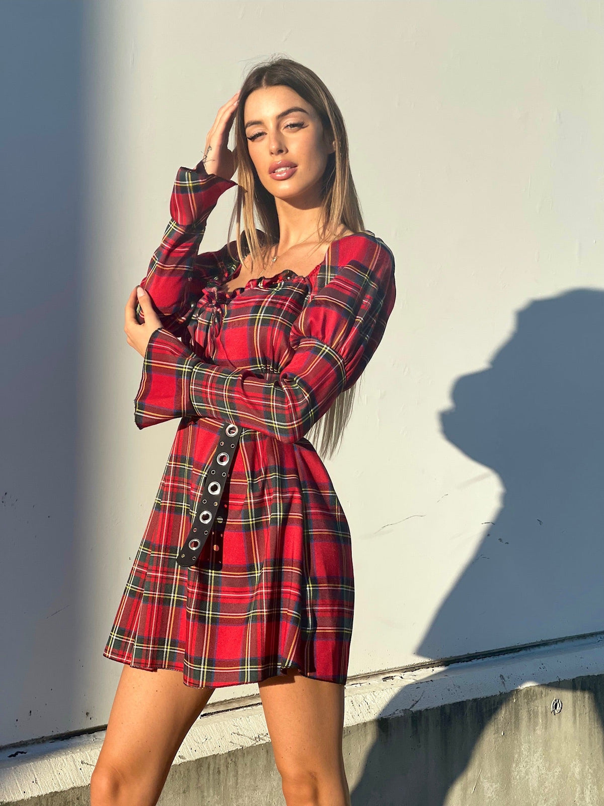 Abito scozzese base rosso