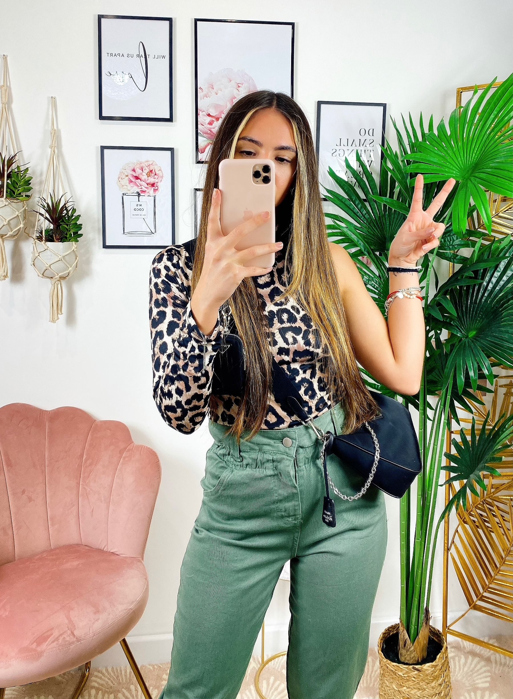 Jeans a vita alta Ballon verde militare