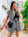 Completo Short e Smanicato Fantasia Bianca Nera