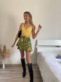 Top in pizzo giallo con pizzo