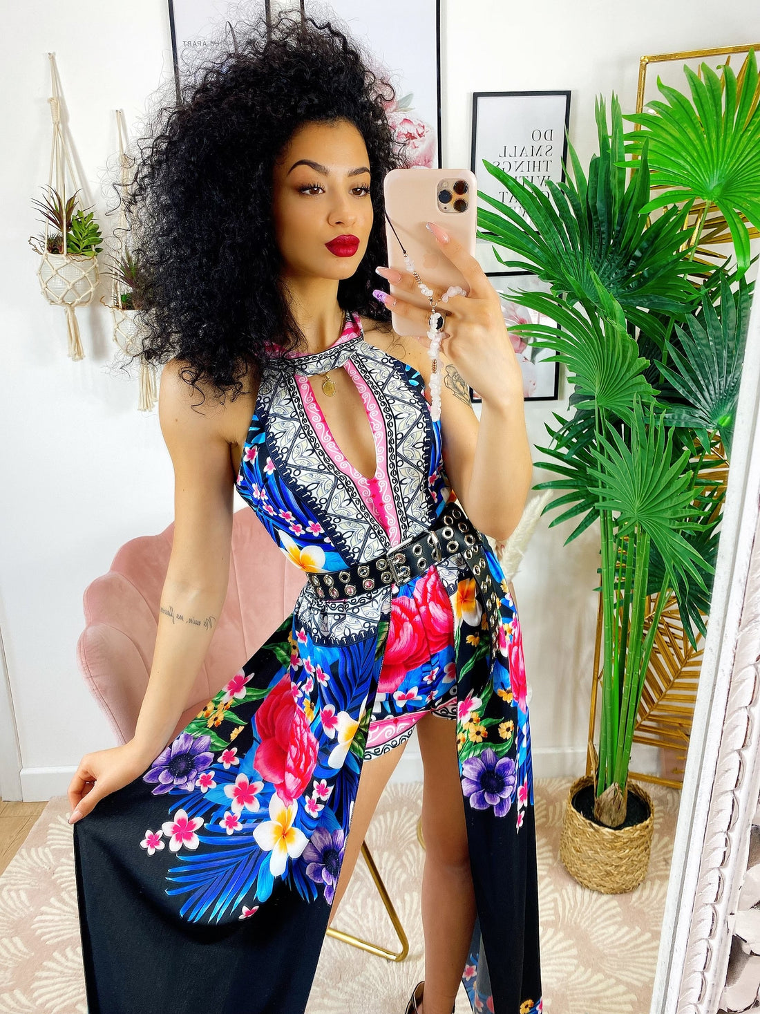 Tutina a fiori con maxi gonna