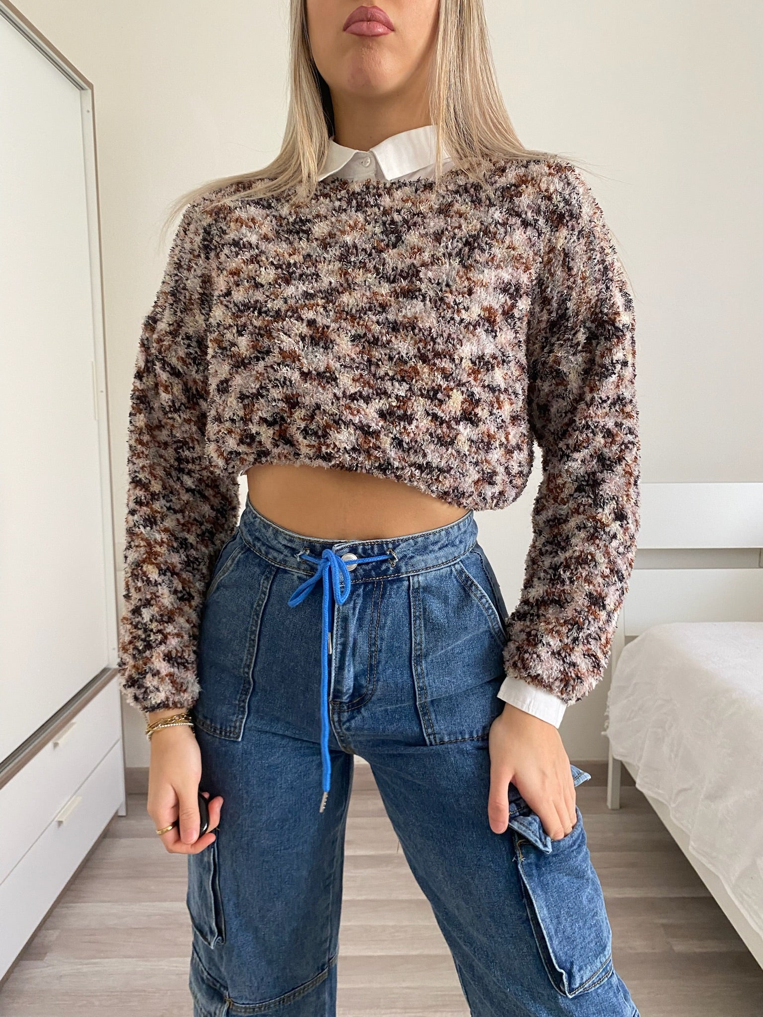 Maglione multicolor bianco