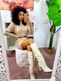 Abito in maglia con trecce e spalline Beige