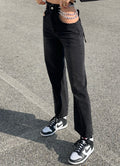 Jeans nero con doppia catena argento