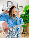 Camicia con borsetta celeste