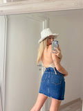 Top crochet beige con frange