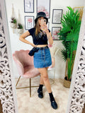 T-Shirt Crop con aquila nera