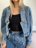 Giacca di jeans con strass