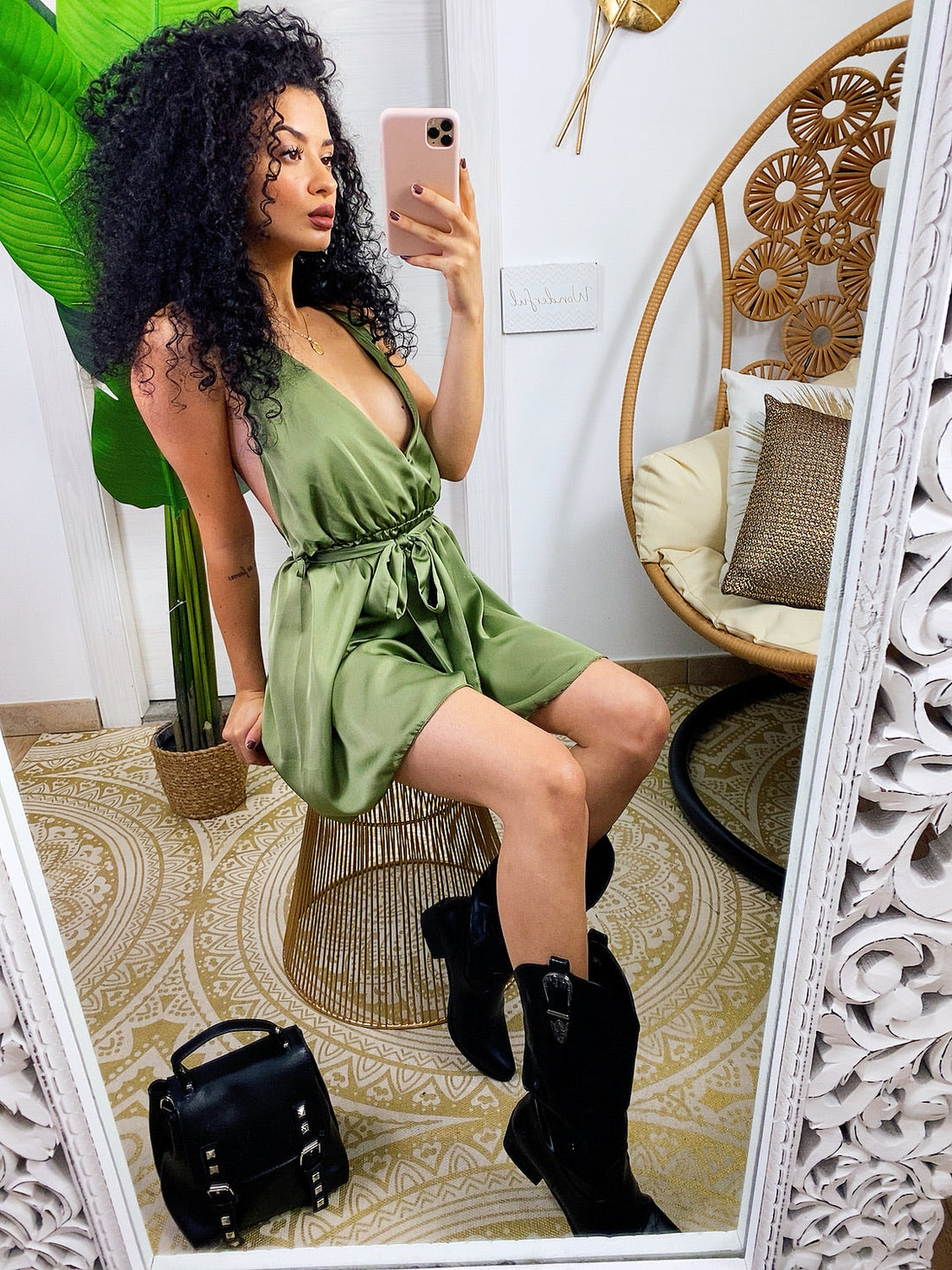 Tutina gioia satin verde militare
