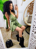 Tutina gioia satin verde militare
