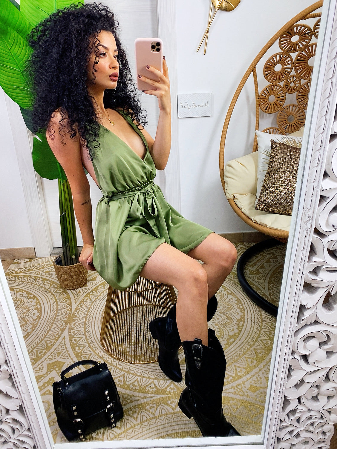Tutina gioia satin verde militare