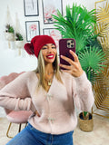 Maglione Rosa con fiocchi gioiello