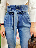 Jeans Boyfriend con fiocco