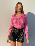 Camicia rosa barbie con arricciatura