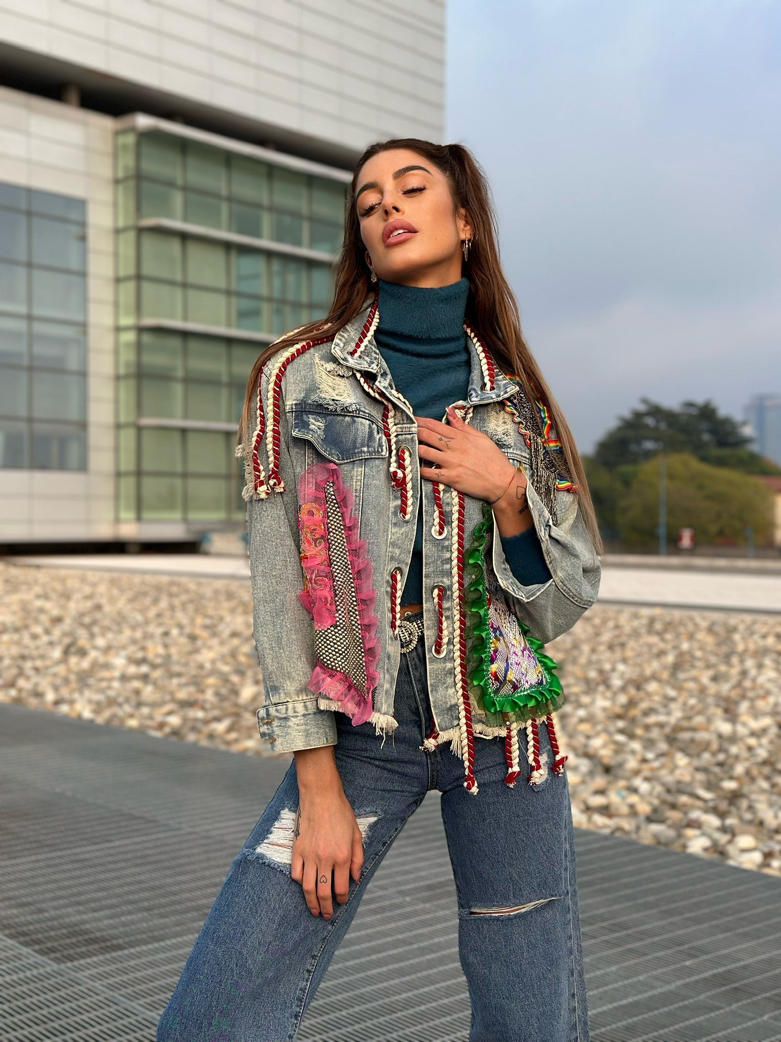 Giaccone di jeans pop