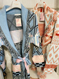 Cardigan frange e cinta pesca