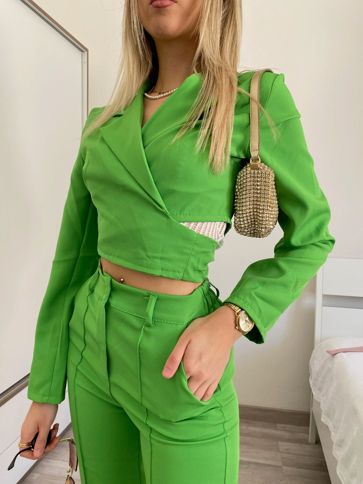 Completo top e pantalone verde