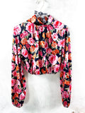 Top crop con rose nero