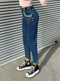 Jeans a caramella con strass