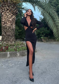 Abito a manica lunga incrocio nero