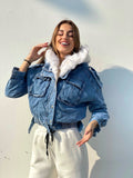 Giubbotto jeans con eco-pelo